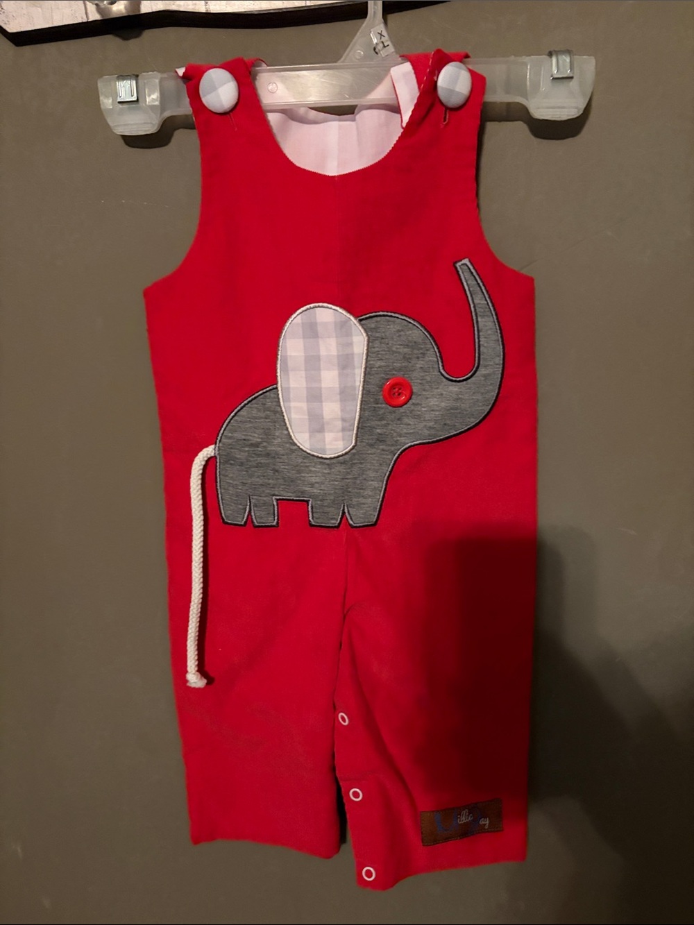 Millie Jay 3m Baby Romper with Gray Elephant Applique